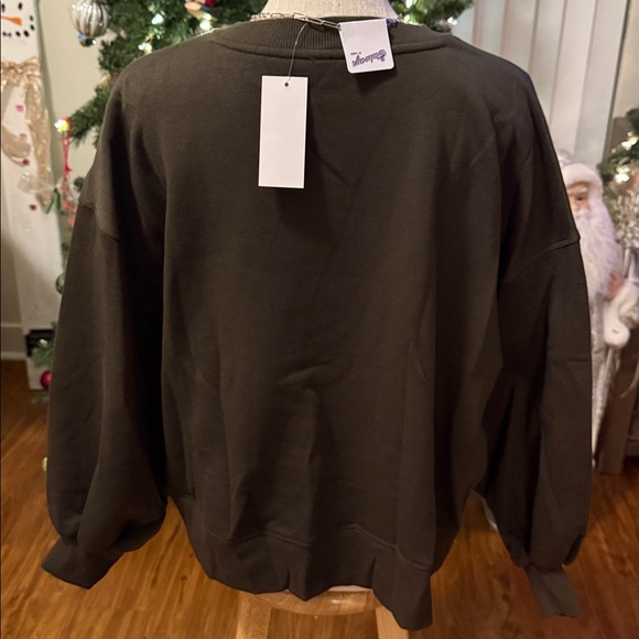 ☃️BOGO50%☃️🆕🌿EXPRESSED SOCIETY: OLIVE Tiger Crew Neck Sweatshirt SMALL - Picture 11 of 11